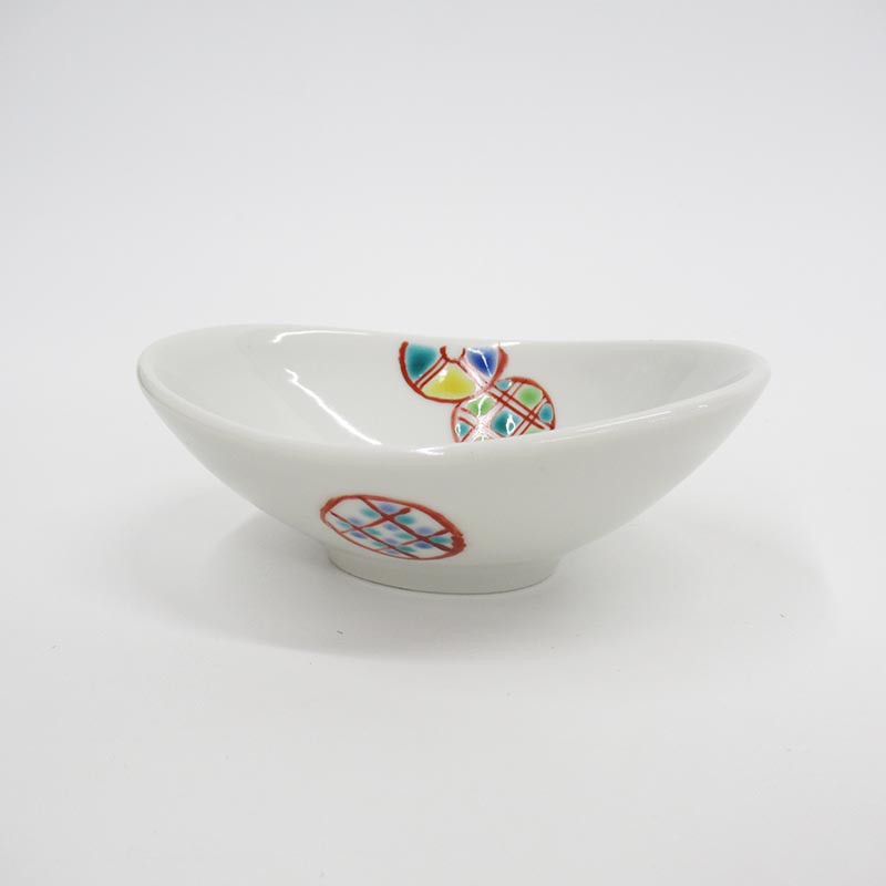 安東眉石窯  楕円小付  丸紋